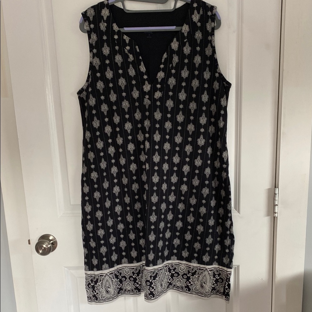 Lands End black and white print cotton dress in XL